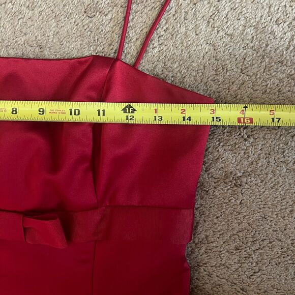 David's Bridal Dress Size 2 Cherry Red Bow Holiday Christmas Party Prom Formal - Picture 11 of 12